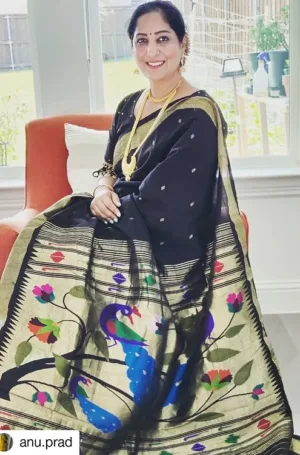 Black Cotton Paithani Saree