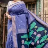 Blue Handloom Cotton Paithani Saree