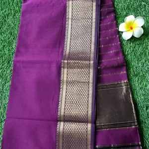 Purple Handloom Cotton Silk Maheshwari Saree