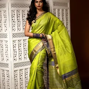 Handloom Cotton Silk Mangalagiri Saree with Kanchi Border