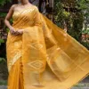 Golden Yellow Handloom Dhakai Jamdani Saree