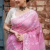 Handloom Dhakai Jamdani Saree in Pink