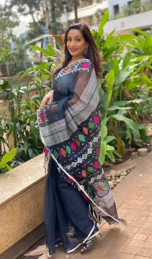 Handloom Pure Cotton Black Jamdani Saree