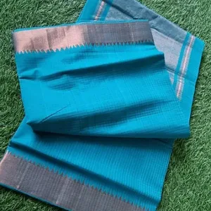 Blue Handloom Pure Cotton Mangalagiri Saree