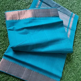Handloom-Pure-Cotton-Mangalagiri-Saree-main Blue Handloom Pure Cotton Mangalagiri Saree