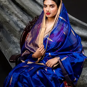 Handloom-Pure-Silk-Chanderi-main Royal Blue Handloom Pure Silk Chanderi Saree