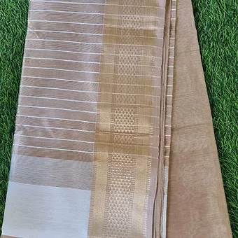 Handloom-cotton-silk-maheshwari-main Beige & White Handloom Cotton Silk Maheshwari