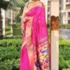 Bright Pink Pure Silk Paithani Saree