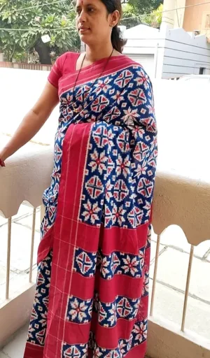 Handloom Double Ikat Cotton Saree