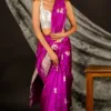 Magenta Handloom Pure Silk Chanderi Saree