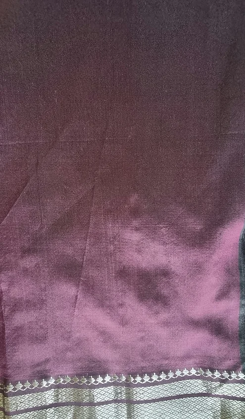 Handloom-pure-silk-paithani-6 Deep plum handloom pure silk Paithani saree with subtle sheen and traditional silver zari border