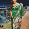 Bottle Green Pure Silk Paithani Saree