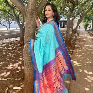 Sky Blue Pure Silk Paithani Saree
