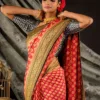 Red & Gold Handwoven Pure Georgette Banarasi Saree