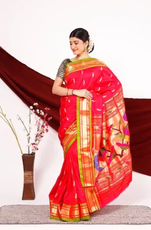 Red Pure Silk Paithani Saree