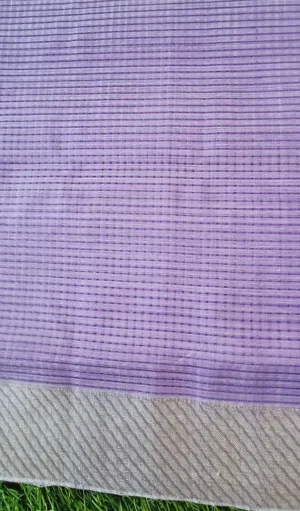Lavender handloom pure cotton Mangalagiri saree with fine ribbed weave and soft silver border