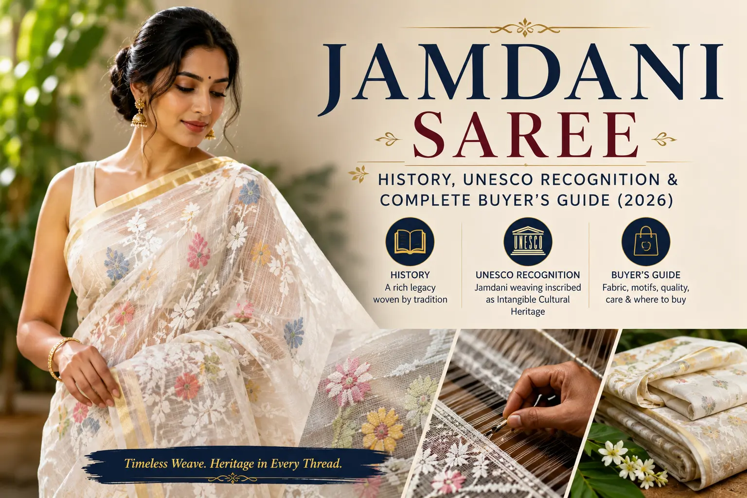 Jamdani Saree- History, UNESCO Recognition & Complete Buyer's Guide (2026)