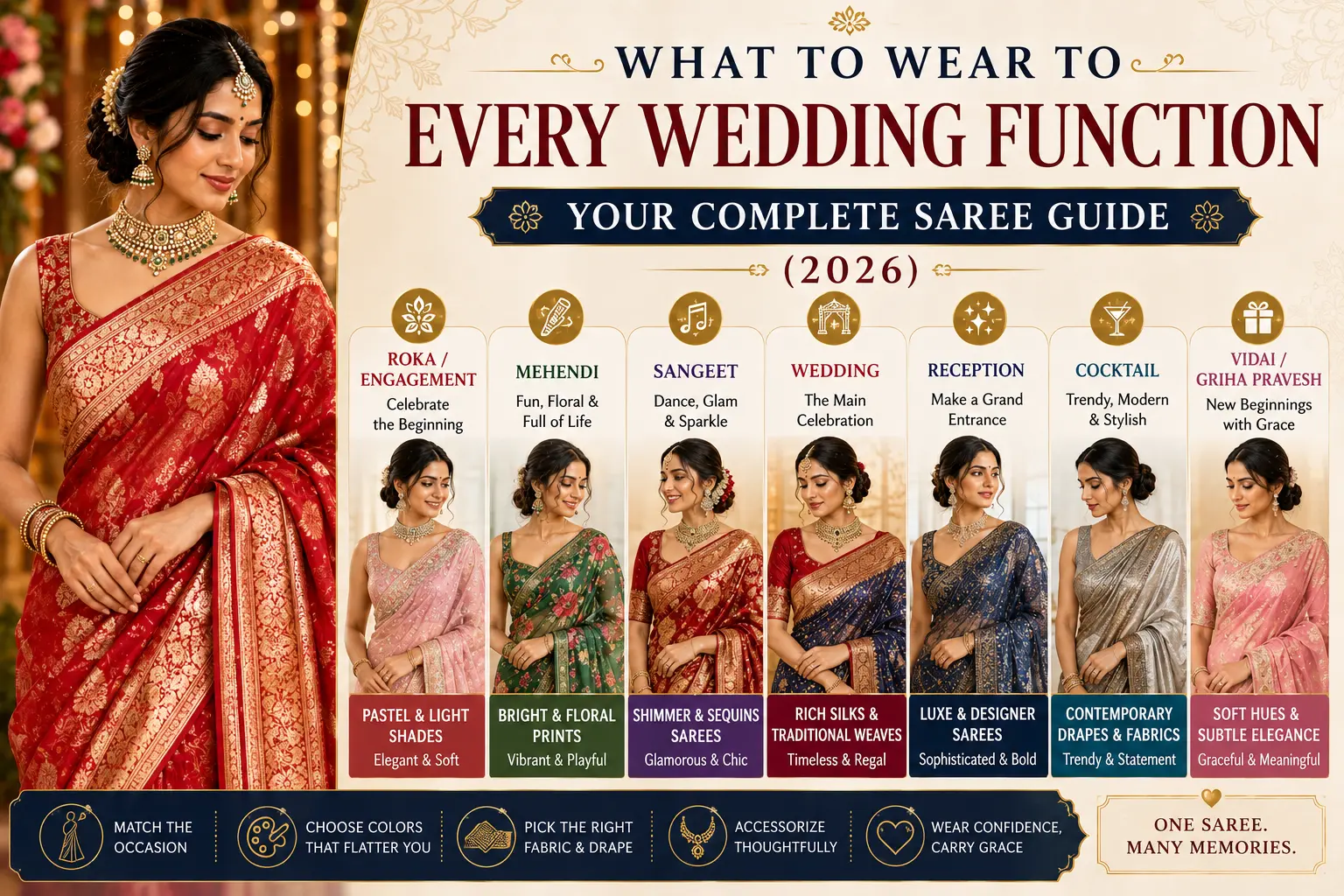 What to Wear to Every Wedding Function – Your Complete Saree Guide (2026)