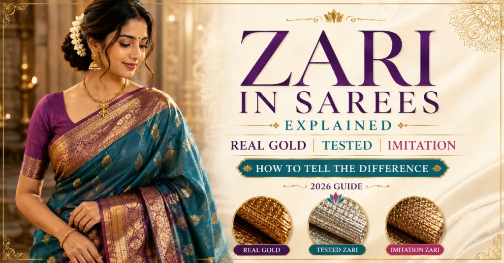 Zari in Sarees Explained: Real Gold vs Tested vs Imitation – How to Tell the Difference
